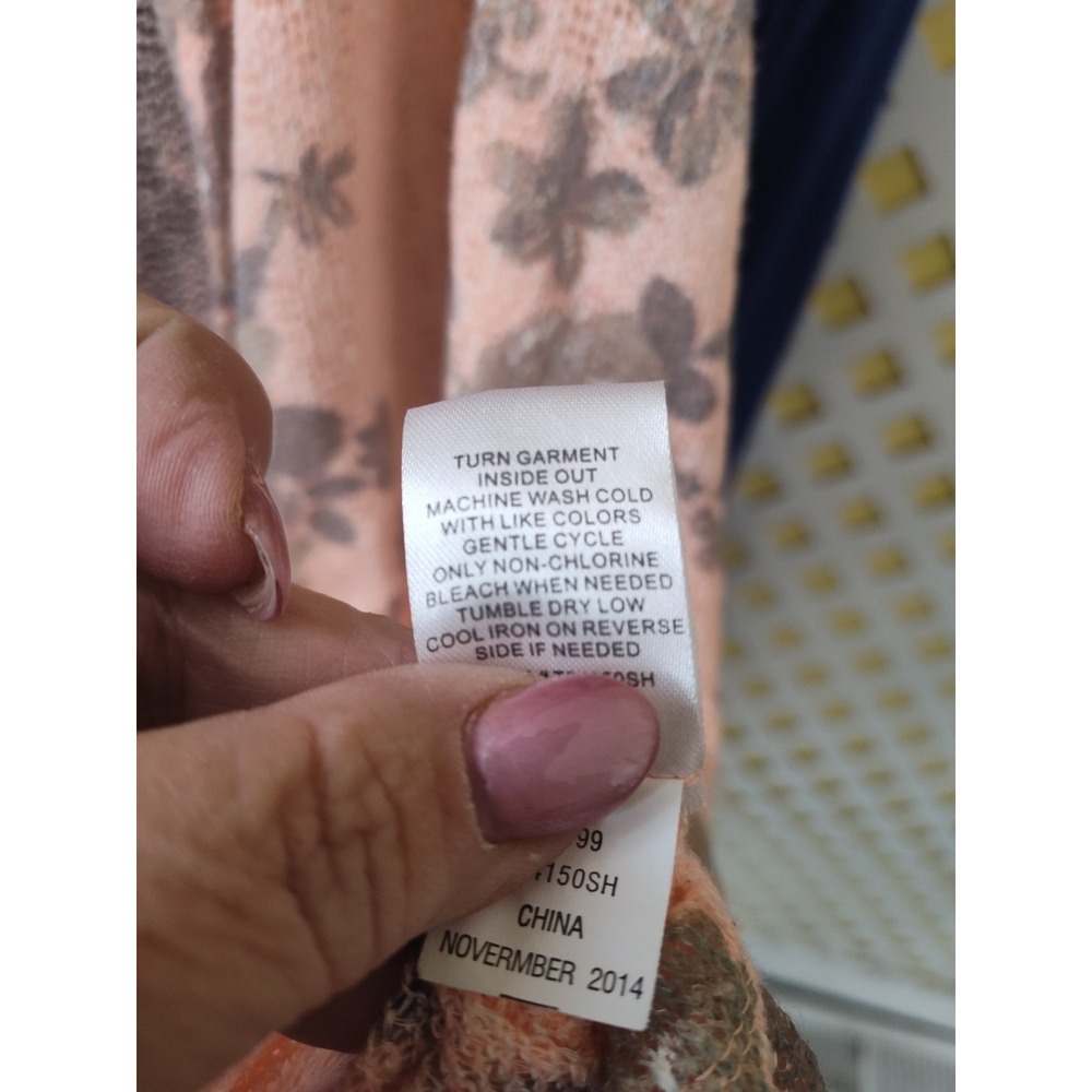 ONE A Open Weave Light Blush Long Cardigan Duster Sweater Long Sleeve Medium - Picture 5 of 6
